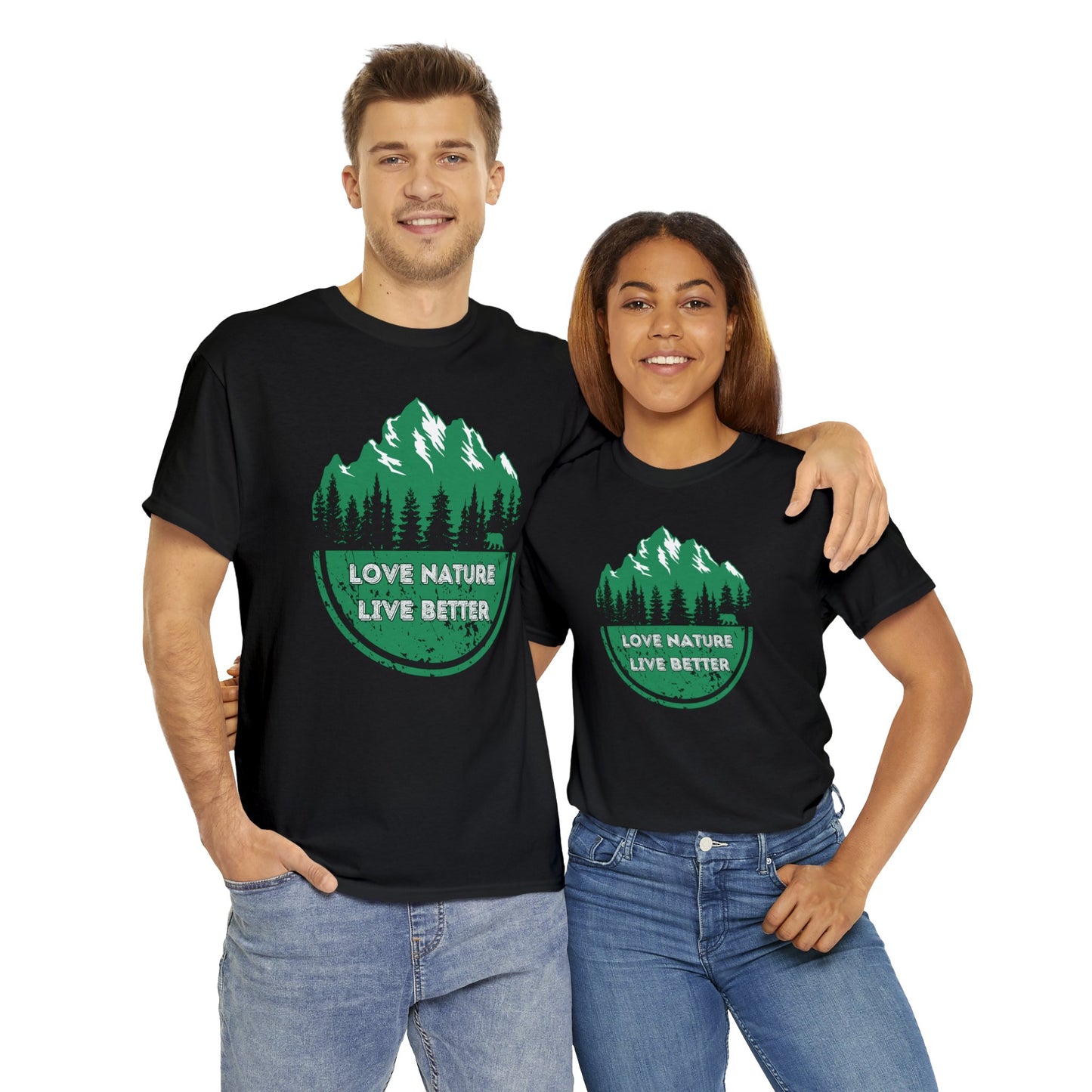 Cotton T-Shirt for nature lovers - Love Nature Live Better Green