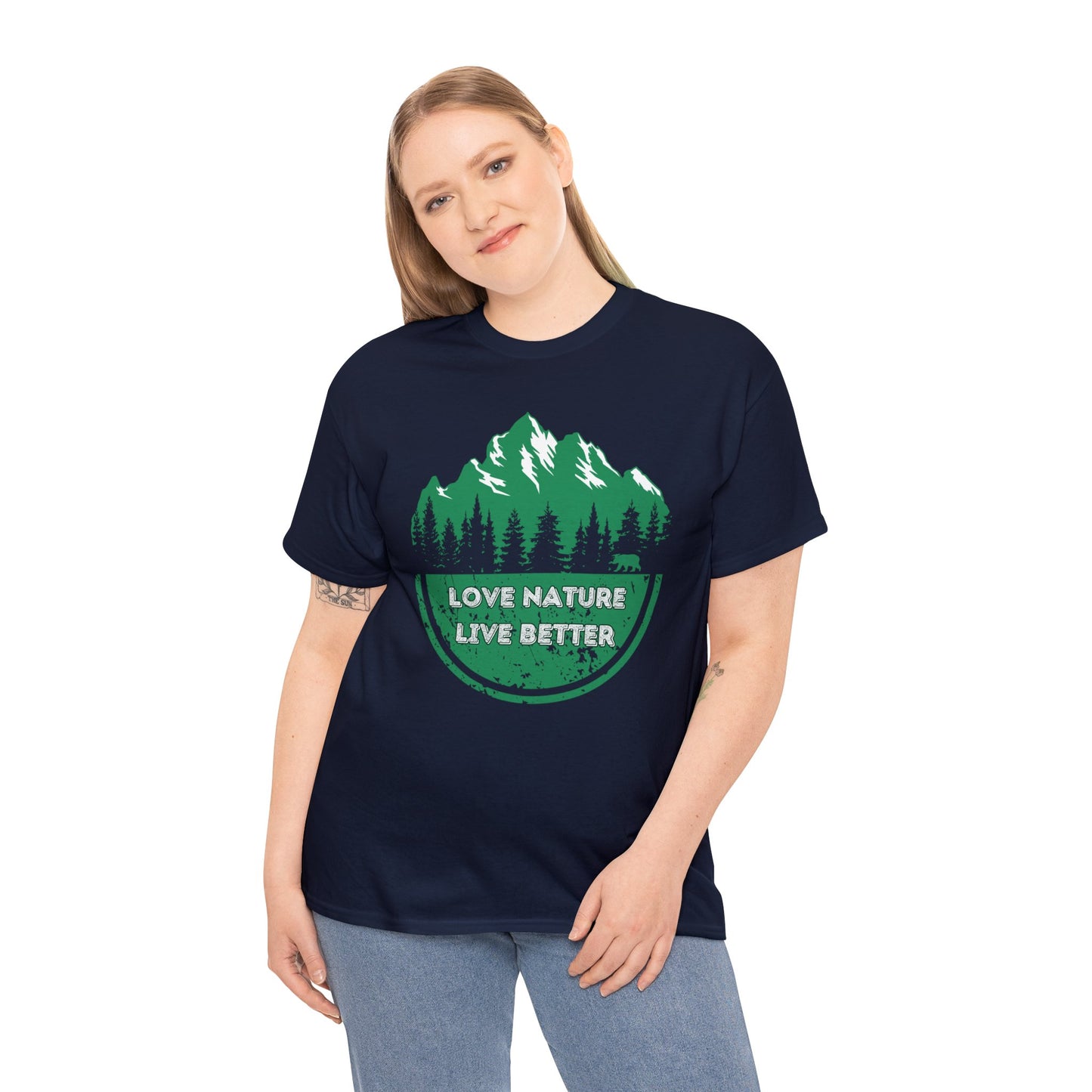 Cotton T-Shirt for nature lovers - Love Nature Live Better Green