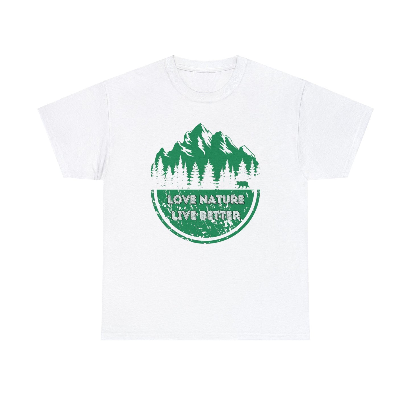 Cotton T-Shirt for nature lovers - Love Nature Live Better Green