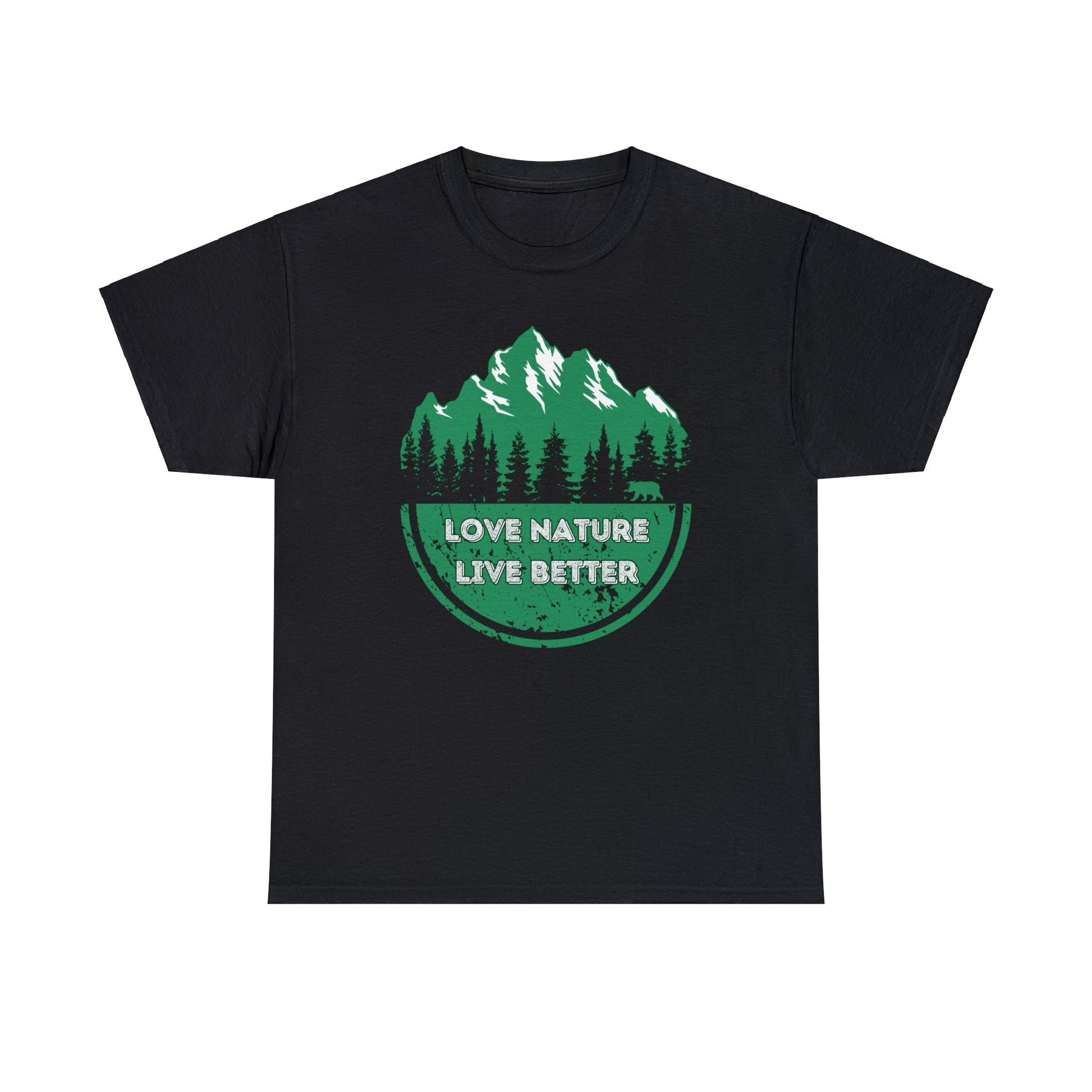 Cotton T-Shirt for nature lovers - Love Nature Live Better Green